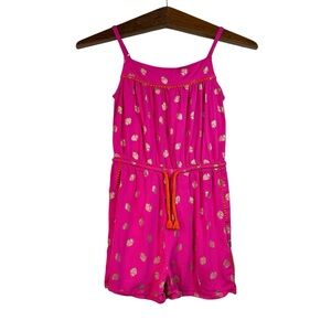 Boden Girls Pink Gold Strawberry Romper Size 9-10Y Boho Vacation